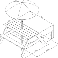 Table pique-nique Nick en bois avec Parasol Axi