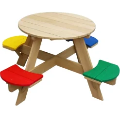 Table pique-nique round en bois UFO arc-en-ciel d’Axi