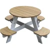 Table pique-nique Round en bois brun/blanc chez Axi