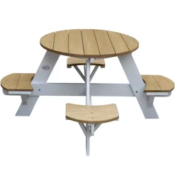 Table pique-nique Round en bois brun/blanc chez Axi