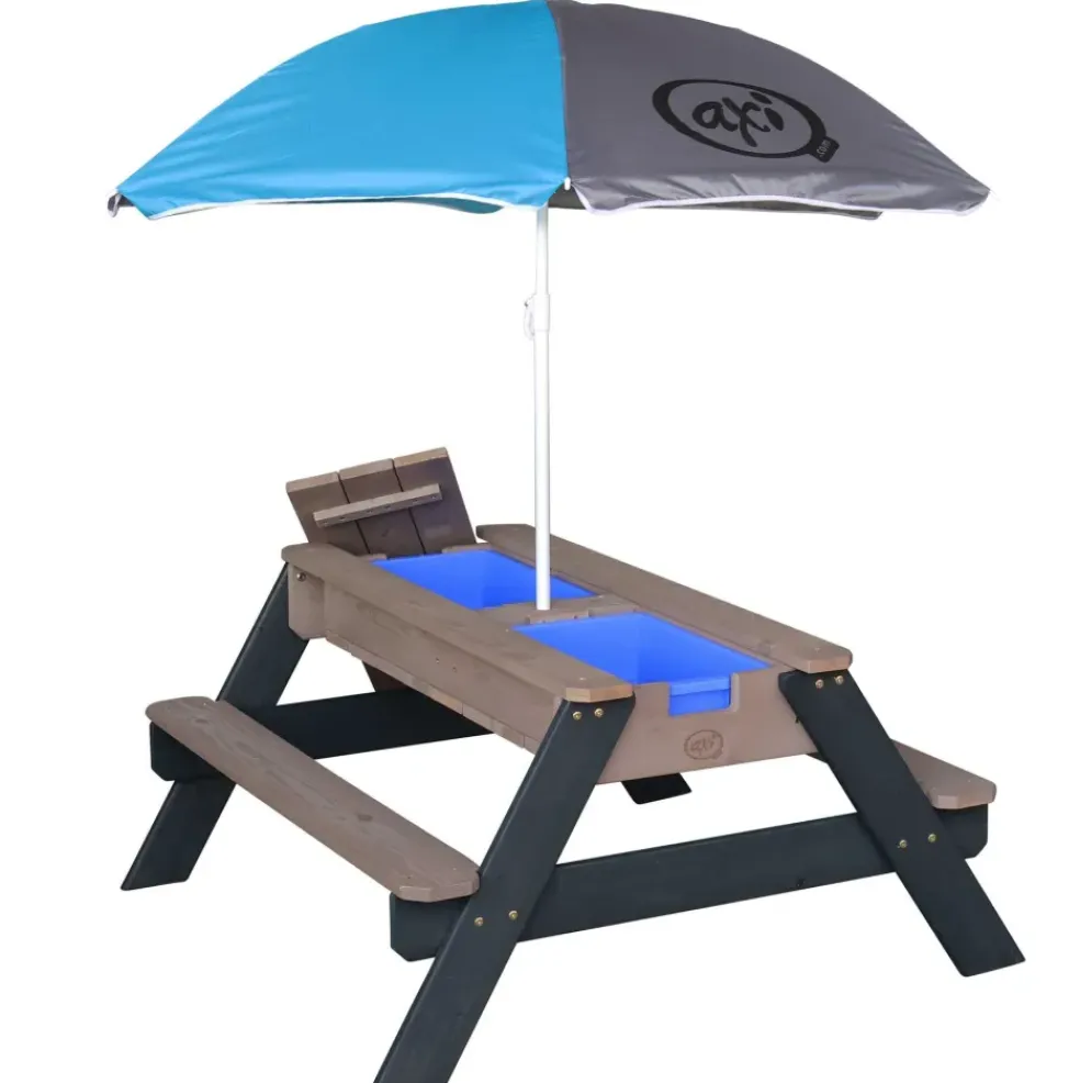 Table Sable Eau Nick anthracite avec parasol d’Axi
