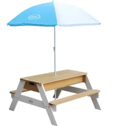 Table Sable et Eau Nick brun blanc avec parasol Axi