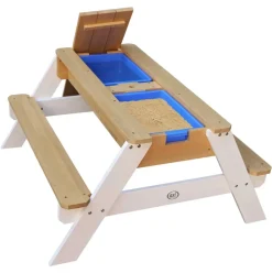Table Sable et Eau Nick brun blanc avec parasol Axi