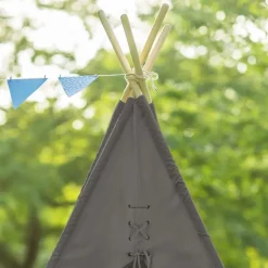 Tente tipi grise pour enfant bois FSC et coton Alba de Sunny