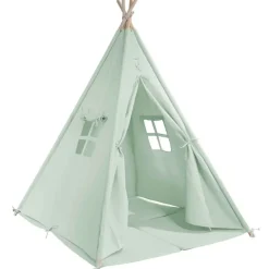 Tente tipi kaki pour enfant bois FSC et coton Alba de Sunny