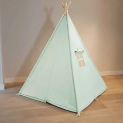 Tente tipi kaki pour enfant bois FSC et coton Alba de Sunny