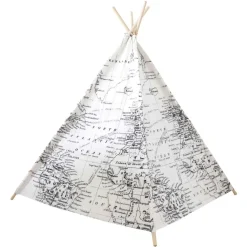Tente tipi noir et blanc imprimé carte du monde Sunny