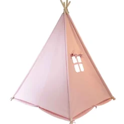 Tente tipi rose pour enfant bois FSC et coton Alba de Sunny
