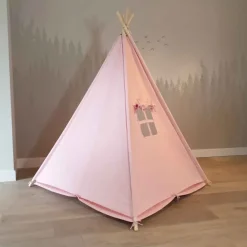 Tente tipi rose pour enfant bois FSC et coton Alba de Sunny