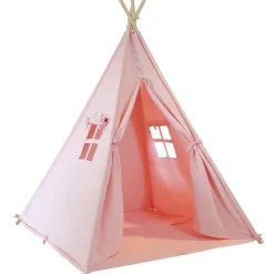 Tente tipi rose pour enfant bois FSC et coton Alba de Sunny