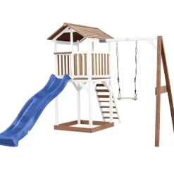 Tour Beach Tower en bois blanc/brun, toboggan et balançoire Axi