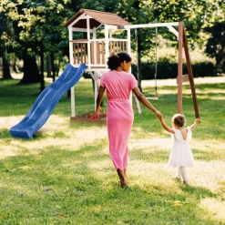 Tour Beach Tower en bois blanc/brun, toboggan et balançoire Axi
