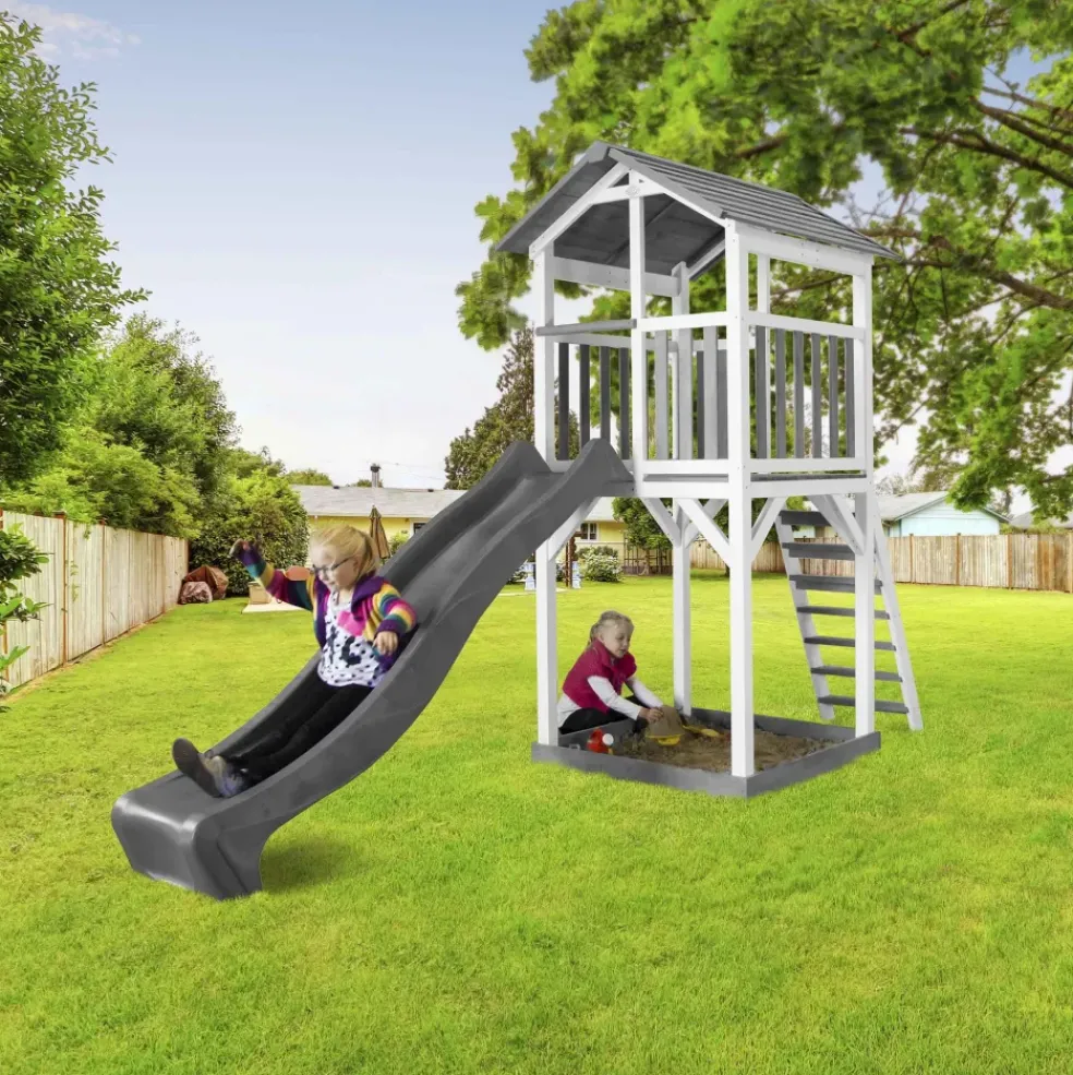 Tour de jeu Beach Tower Axi avec toboggan bleu