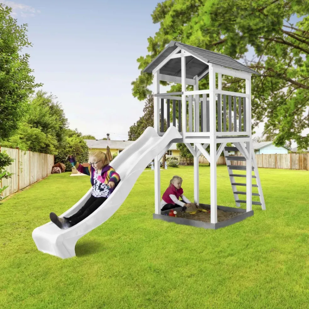 Tour de jeu Beach Tower Axi avec toboggan bleu