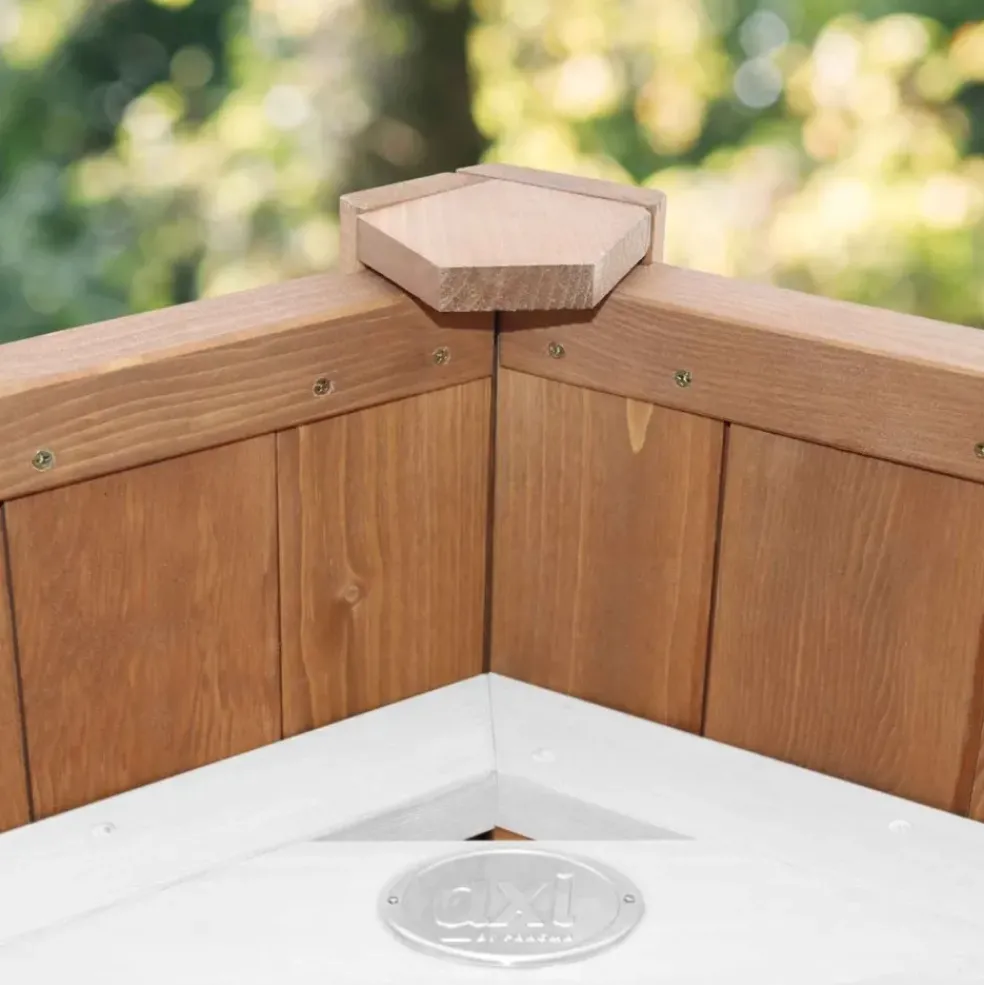 Tour de jeu en bois blanc et marron avec grand toboggan Beach Tower Axi