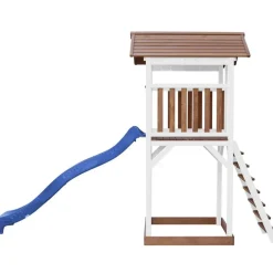 Tour de jeu en bois blanc et marron avec grand toboggan Beach Tower Axi