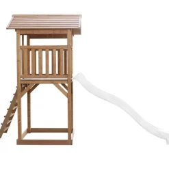 Tour de jeu en bois marron avec grand toboggan Beach Tower Axi