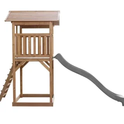 Tour de jeu en bois marron avec grand toboggan Beach Tower Axi