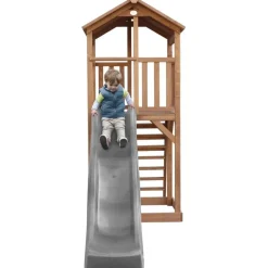 Tour de jeu en bois marron avec grand toboggan Beach Tower Axi