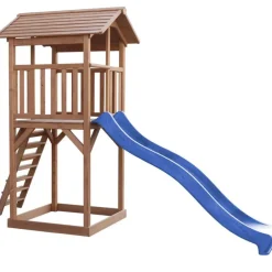 Tour de jeu en bois marron avec grand toboggan Beach Tower Axi