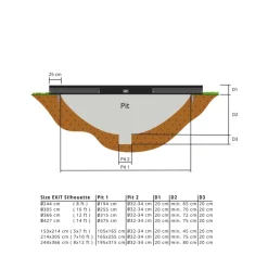 Trampoline enterré rond 244cm noir et filet de sécurité Sihouette EXIT
