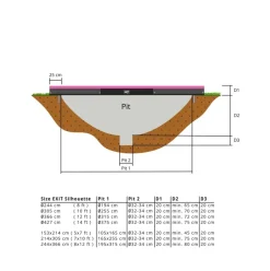 Trampoline enterré rond 244cm noir et filet de sécurité Sihouette EXIT