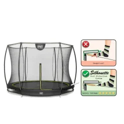 Trampoline enterré rond 244cm noir et filet de sécurité Sihouette EXIT