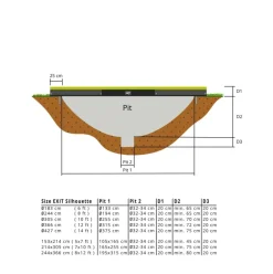 Trampoline enterré rond 183cm noir et filet de sécurité Sihouette EXIT