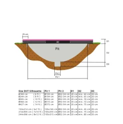 Trampoline enterré rond 183cm noir et filet de sécurité Sihouette EXIT