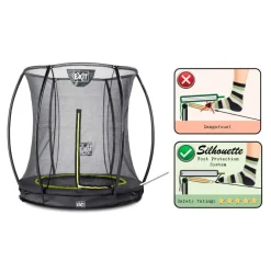 Trampoline enterré rond 183cm noir et filet de sécurité Sihouette EXIT