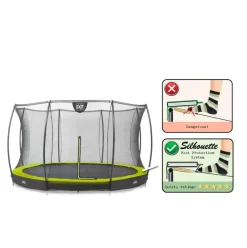 Trampoline enterré rond 366cm noir et filet de sécurité Sihouette EXIT