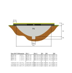 Trampoline enterré 153x214cm noir et filet de sécurité Sihouette EXIT