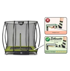 Trampoline enterré 153x214cm noir et filet de sécurité Sihouette EXIT