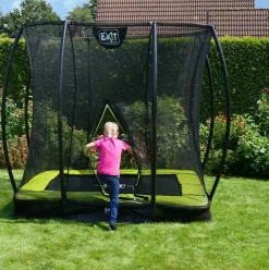 Trampoline enterré 153x214cm noir et filet de sécurité Sihouette EXIT