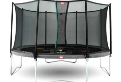 Trampoline imprimé Gris 430cm Favorit Levels et filet BERG + Echelle offerte