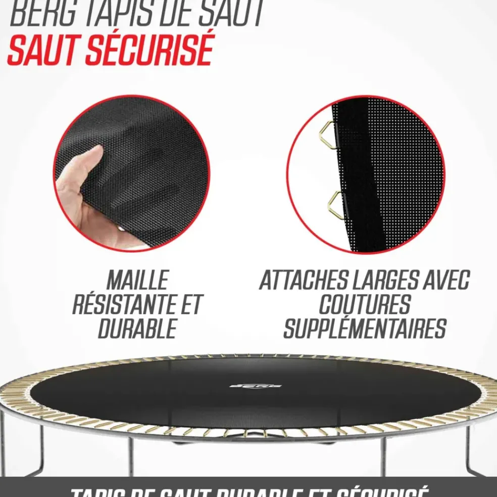 Trampoline imprimé Gris 430cm Favorit Levels et filet BERG + Echelle offerte
