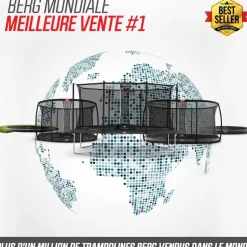 Trampoline imprimé Gris 430cm Favorit Levels et filet BERG + Echelle offerte