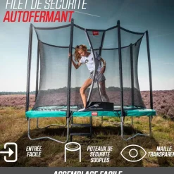 Trampoline Ovale enterré vert 520cm Favorit + filet - BERG