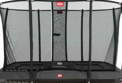 Trampoline rectangle gris enterré 330 Champion + filet - BERG