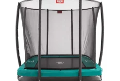 Trampoline rectangle gris enterré 330 Champion + filet - BERG