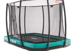Trampoline rectangle gris enterré 330 Champion + filet - BERG