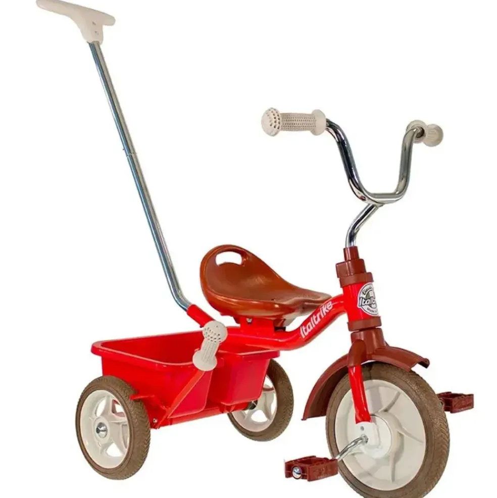 Tricycle rouge avec canne et benne Passenger Italtrike