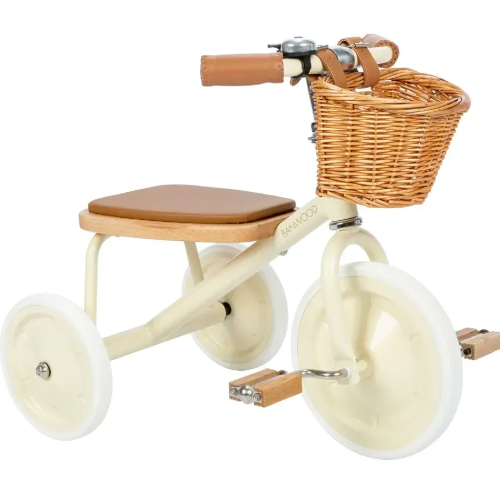 Tricycle vintage en métal crème Banwood