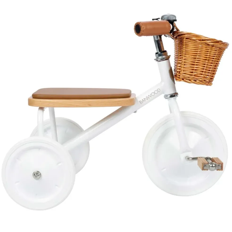 Tricycle vintage en métal blanc Banwood