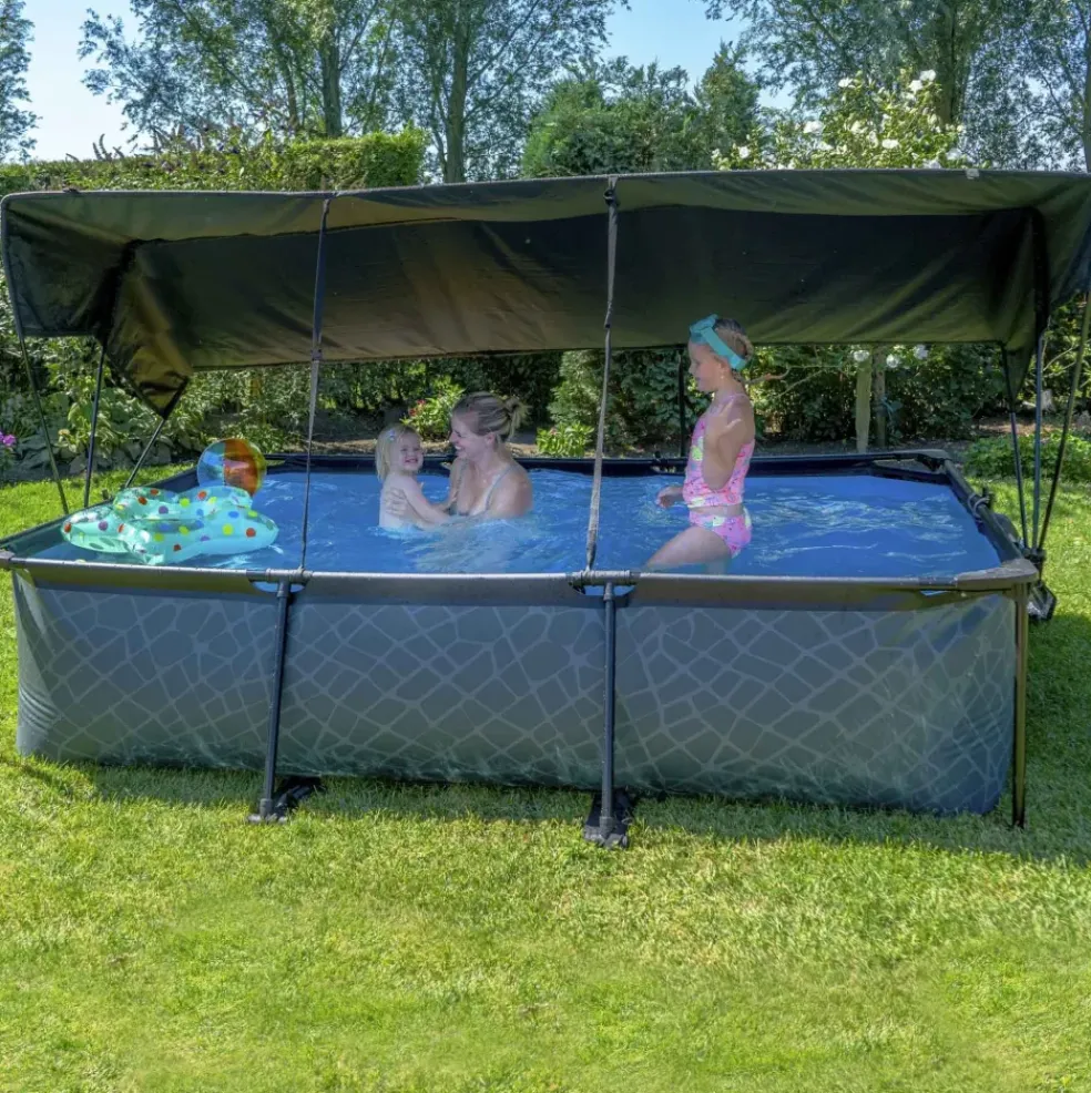 Voile d'ombrage piscine rectangulaire noir 220 x 150 cm EXIT